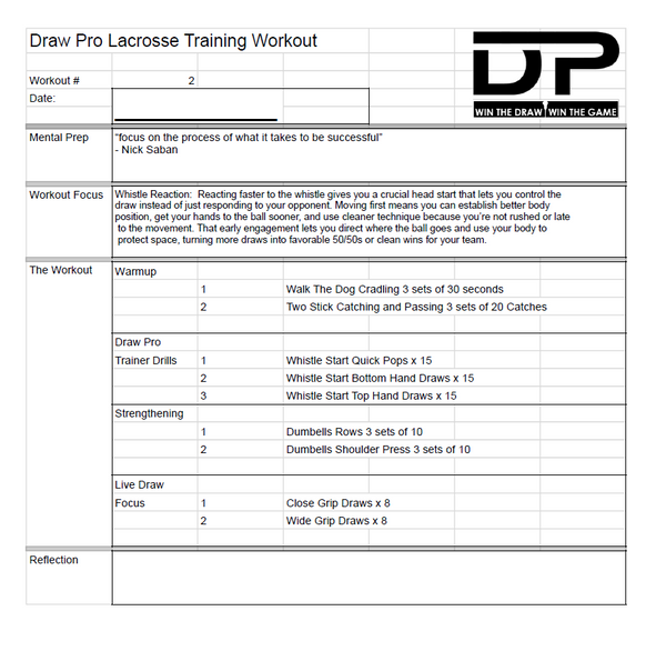 Eight Printable Draw Pro Lacrosse Trainer Workouts