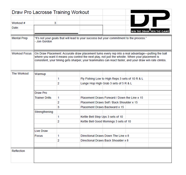Eight Printable Draw Pro Lacrosse Trainer Workouts