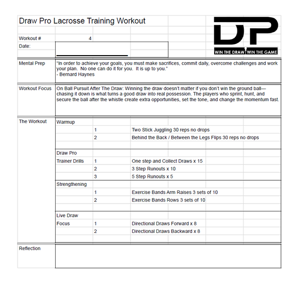 Eight Printable Draw Pro Lacrosse Trainer Workouts