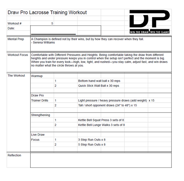 Eight Printable Draw Pro Lacrosse Trainer Workouts