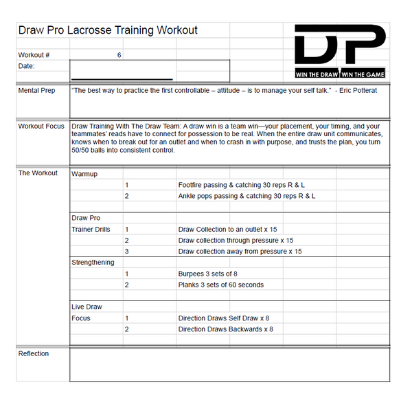 Eight Printable Draw Pro Lacrosse Trainer Workouts