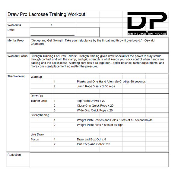 Eight Printable Draw Pro Lacrosse Trainer Workouts